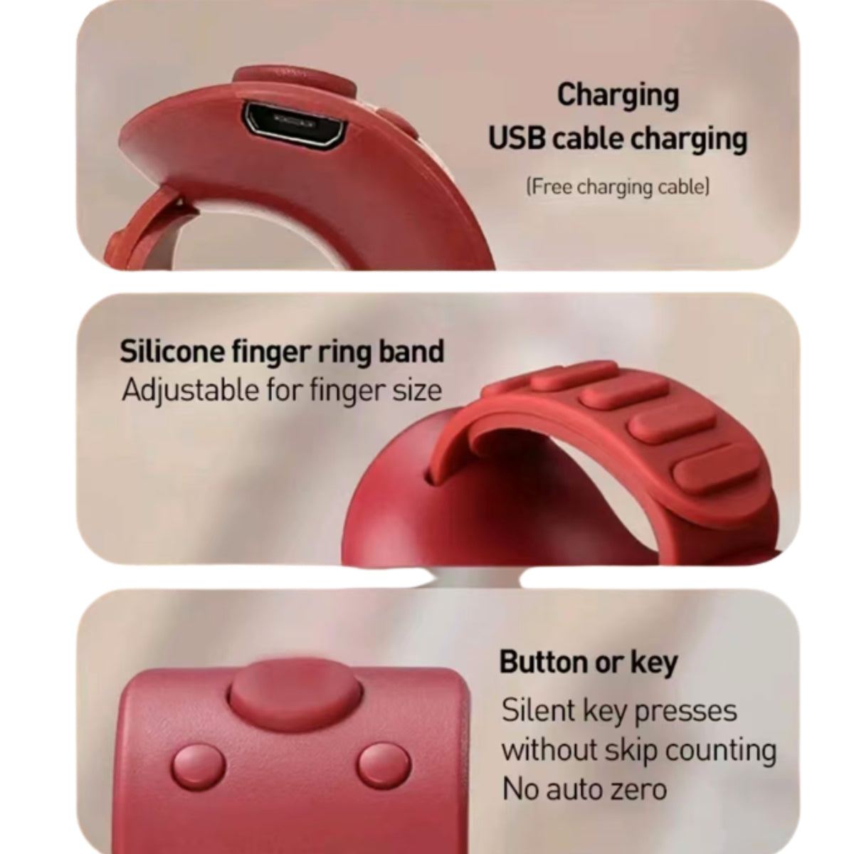 Big Display Hand Tasbih Tally Digital Counter for Muslims Tasbeeh Zikr Ring