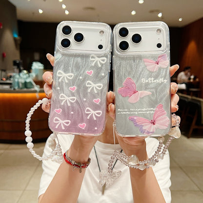 INS Style IMD Design Phone case for iPhone 17 Case Butterfly Phone case for iPhone 16 15 14 13 12 11 with Bracelet