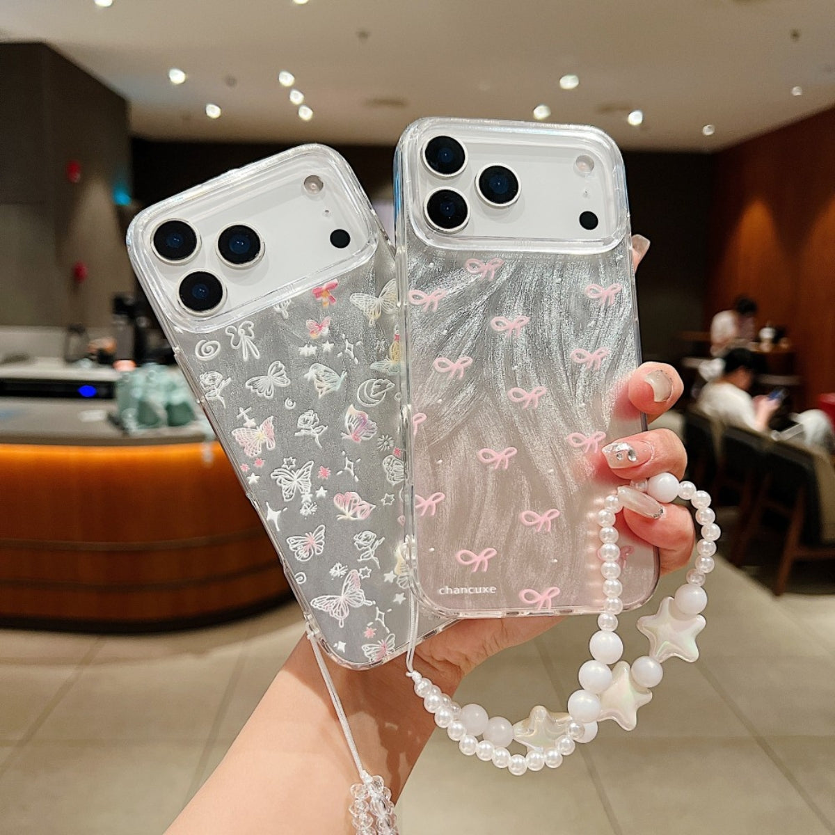 INS Style IMD Design Phone case for iPhone 17 Case Butterfly Phone case for iPhone 16 15 14 13 12 11 with Bracelet