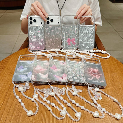 INS Style IMD Design Phone case for iPhone 17 Case Butterfly Phone case for iPhone 16 15 14 13 12 11 with Bracelet